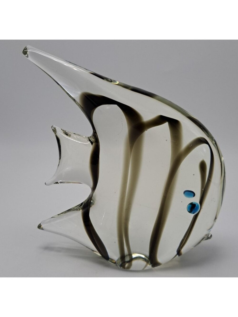 Handcrafted Murano Art Glass Fish Figurine With Stripes Exquisite Decor Piece